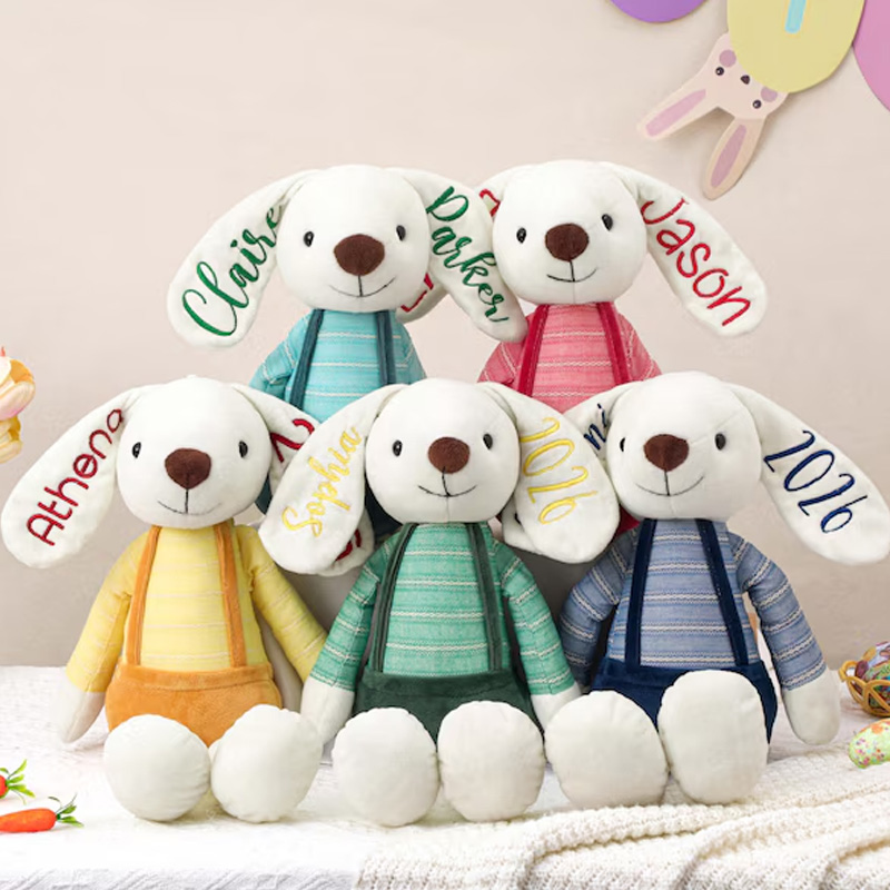 Personalized Soft Bunny Toy Custom Name Embroidered Plush Gift For Newborn Baby
