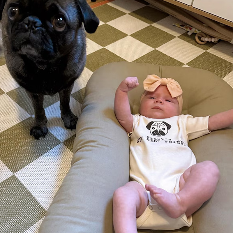 Personalized Pet Photo Best Friends Theme Custom Face and Name Puppy Outline Unique Family Outfit Baby Bodysuit