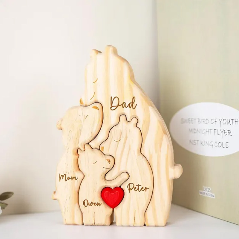Personalized Wooden Mom and Baby Bear Puzzle Family Home Decor New Mom Gifts Daughters First Mothers Day Gift
