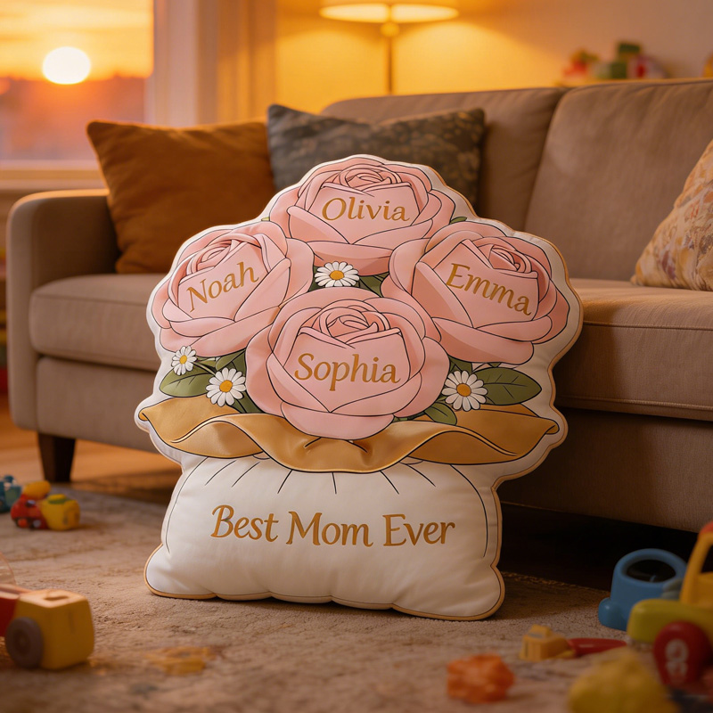 Personalized Rose Flower Best Mom Ever Gift Mothers Day Home Decor Cozy Cushion 3D Print Pillow Mother's Day Gift