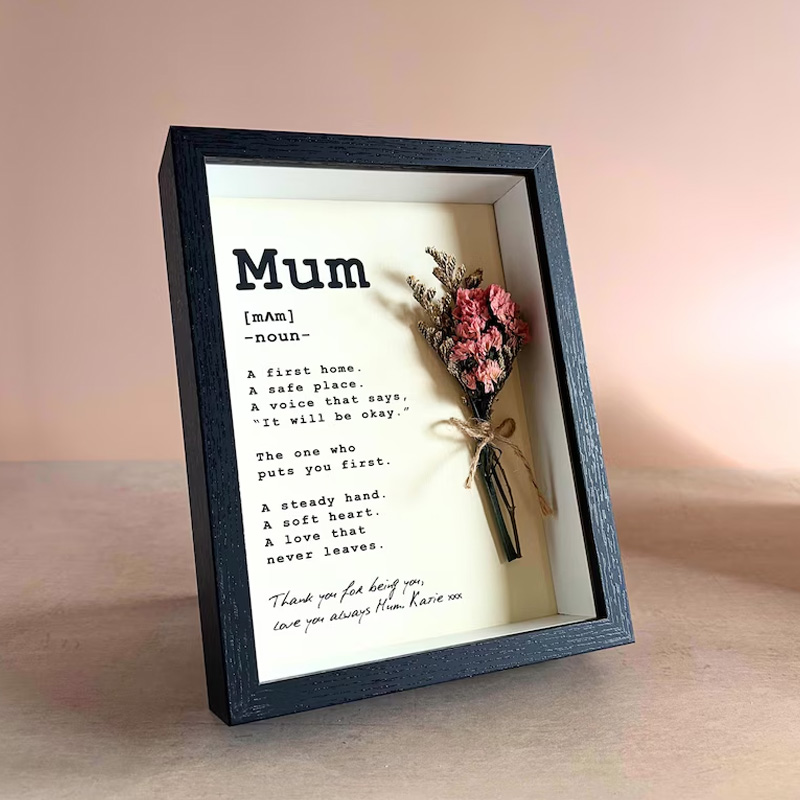 Personalised Mum Print Shadow Box Photo Frame Sentimental Mother‘s Day Gift Mini Dry Flower Bouquet