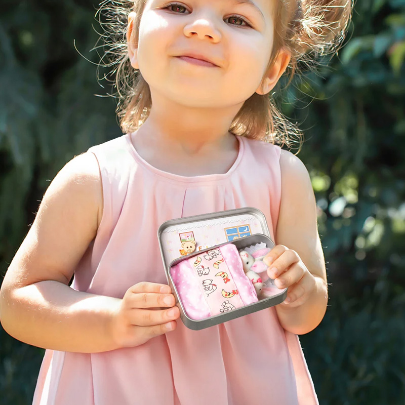 Personalized Cute Mom and Baby Plush Bunny Mini Pocket Tin Box with Colorful Name Comfort Toy Easter Birthday Gift for Kids