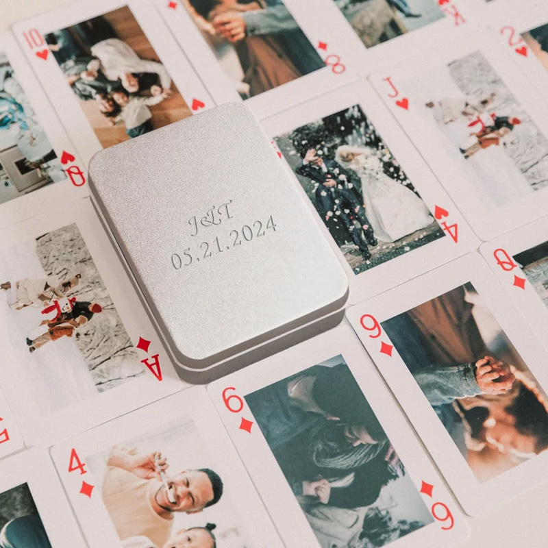 Personalized Deck of Playing Cards in Box Unique Photo Album Alternative Photo Playing Cards Deck Gift for Family and Couples and Friends