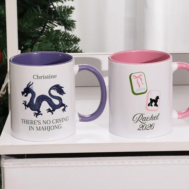 Personalized Mahjong Cheetah Dragon 11 oz 15 oz Ceramic Mug with Name Mahjong Club Birthday Gift for Mahjong Lover Player