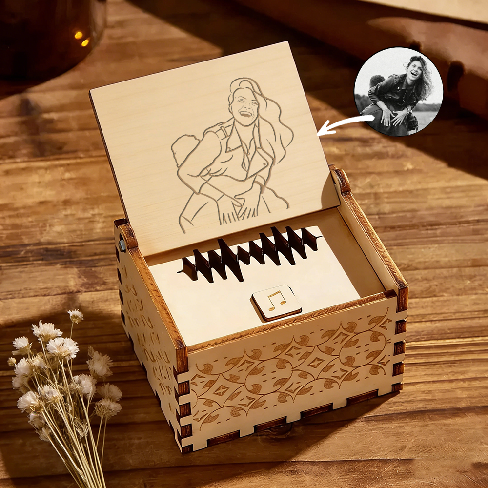 Custom Song Music Box with Photo, Personalized Wooden Music Boxes, Family Gift for Couple, Wedding Song Gift 