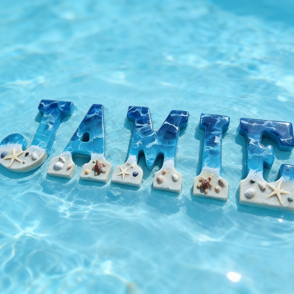 Personalized Ocean Resin Letter Decor Handmade Sea Turtle Starfish Shell Initial Wall Art For Coastal Home Decor Beach Themed Gifts