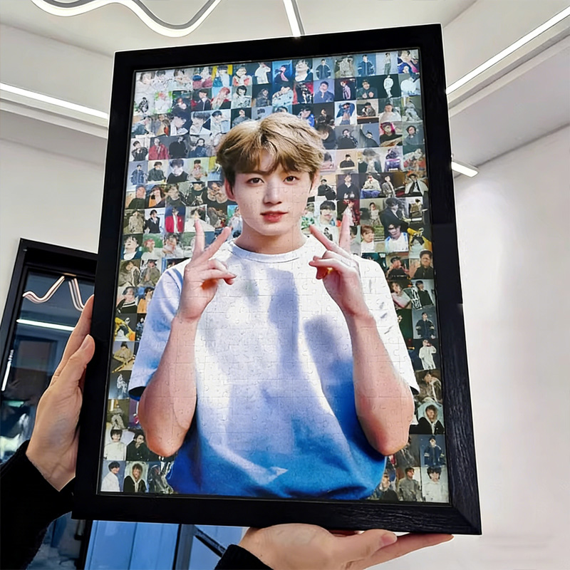  Kpop Collage Unique Wall Art Puzzle Handmade Creative Gift Home Decoration Aesthetic Puzzle with Picture Frame