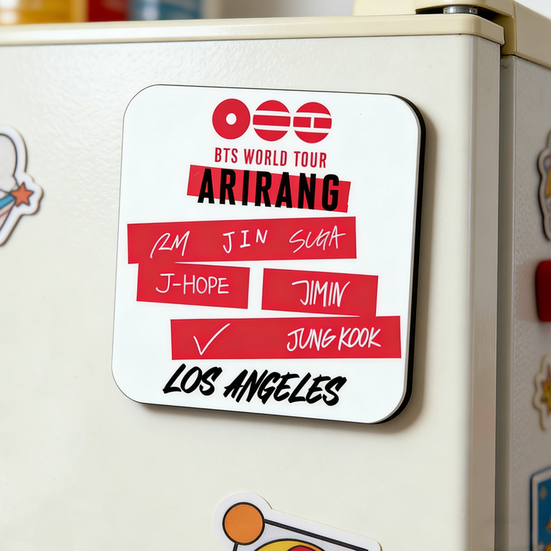  Personalized City World Tour Kpop Inspired Red Lettering Logo Art Collectible K-Pop Fan Gift Refrigerator Magnets