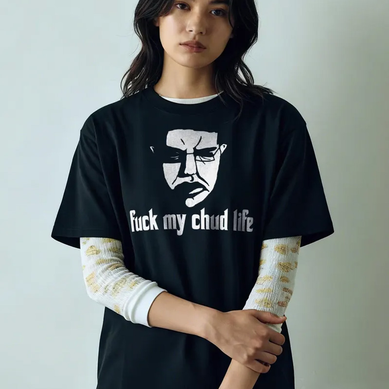 Funny Chud Meme Graphic Tee Internet Satire T Shirt Casual Streetwear Unisex Cotton Top Gift Fu** My Chud Life T-shirt