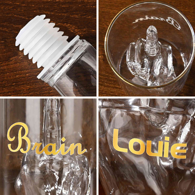 Personalized Name Middle Finger Decanter & Whiskey Glasses Decanter Set Bachelor Party Favors Funny Gift for Men