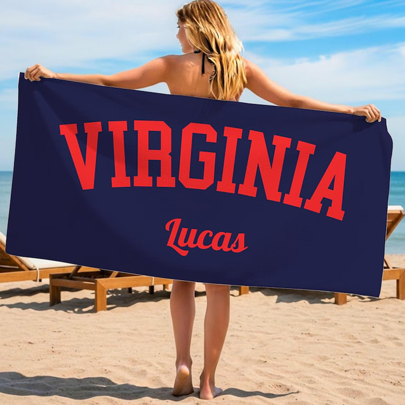 Personalized College Beach Towel Custom Name University Logo Pool Swim Team Sports Graduation Gift for Students