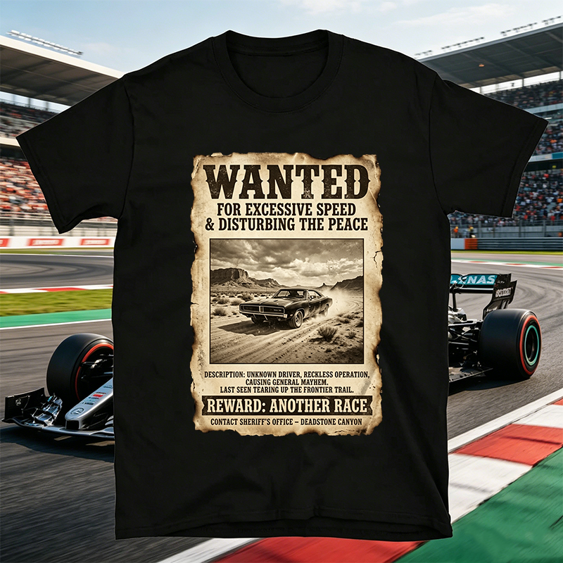 Personalized Wanted Poster Car T-Shirt Upload Your Vehicle Photo Personalized Hot Rod Racing Tee, Western Funny Speed Lover Gift for Gearhead Dad Men
