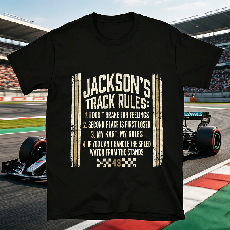 Personalized Track Rules Go-Kart Racing Vintage Distressed Graphic Unisex Cotton T-Shirt