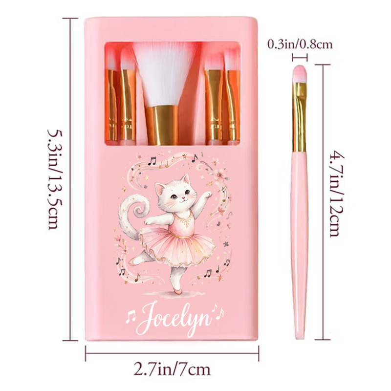 Personalized Cute Ballerina Mouse Floral Pink Tutu Sparkle Dance Lover Gift Travel Organizer Makeup Brushes Box Set