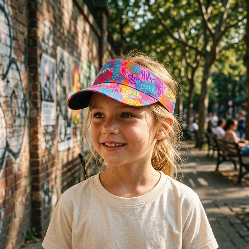 Personalized Color Splash Visor Hat Custom Name Sun Hat For Girls Teen Colorful Street Art Style Summer Outdoor Sports Cap