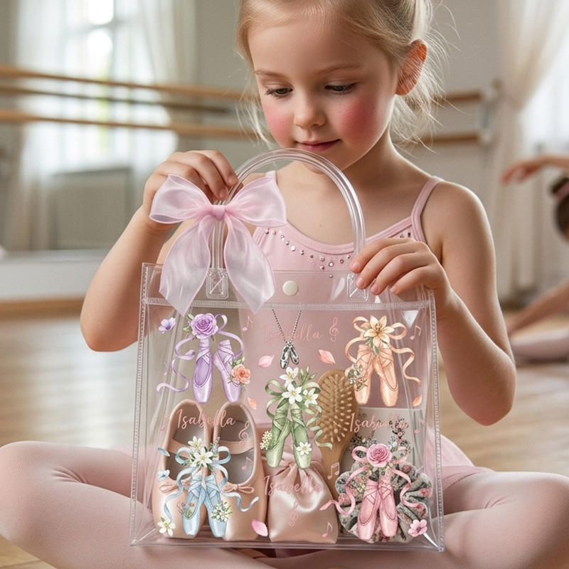 Personalized Themed Pastel Ballerina Friends Design Clear Party Favor