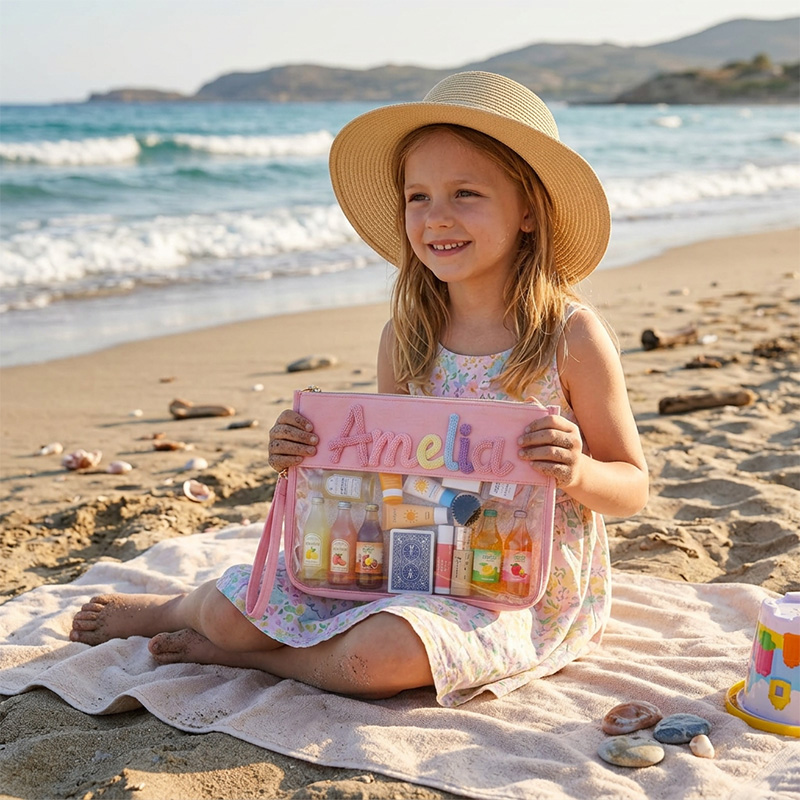 Personalized Waterproof Beach Bag Clear Travel Organizer Custom Name Pool Tote For Summer Vacation Essentials
