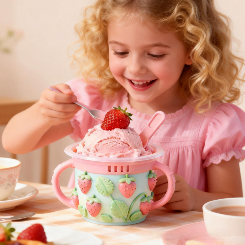 Cute Pink Strawberry Ice Cream Pint Holder 3D Printed Cozy Birthday Gifts for Kids