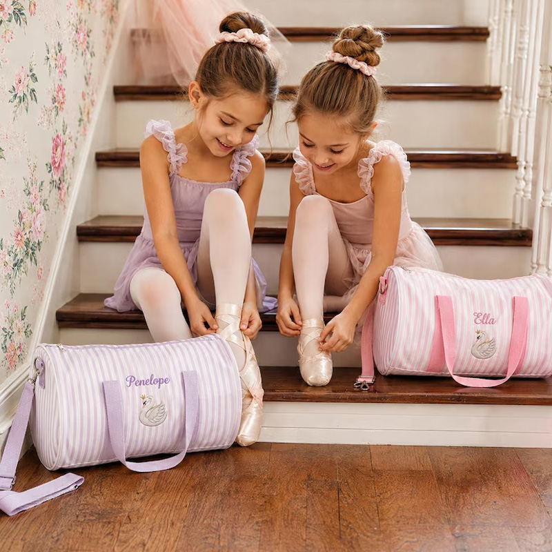 Personalized Embroidery Design Quilted Kids Overnight Duffel Shoulder Tote Weekender Dance Gym Bag