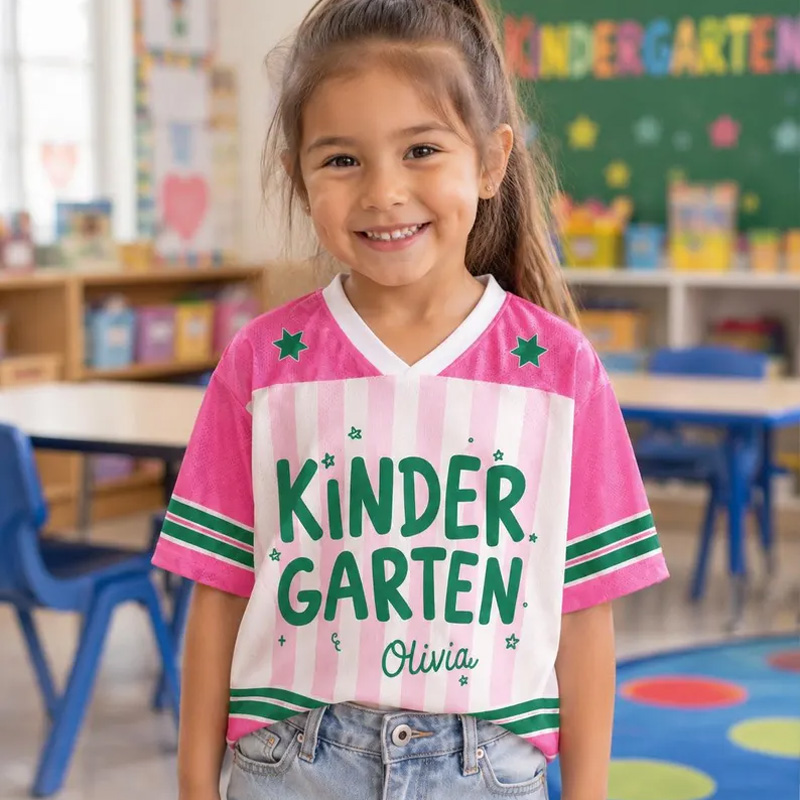 Personalized Grade Level Back To School Themed Kids Jersey Design Grade Colorful Name Shirt Top