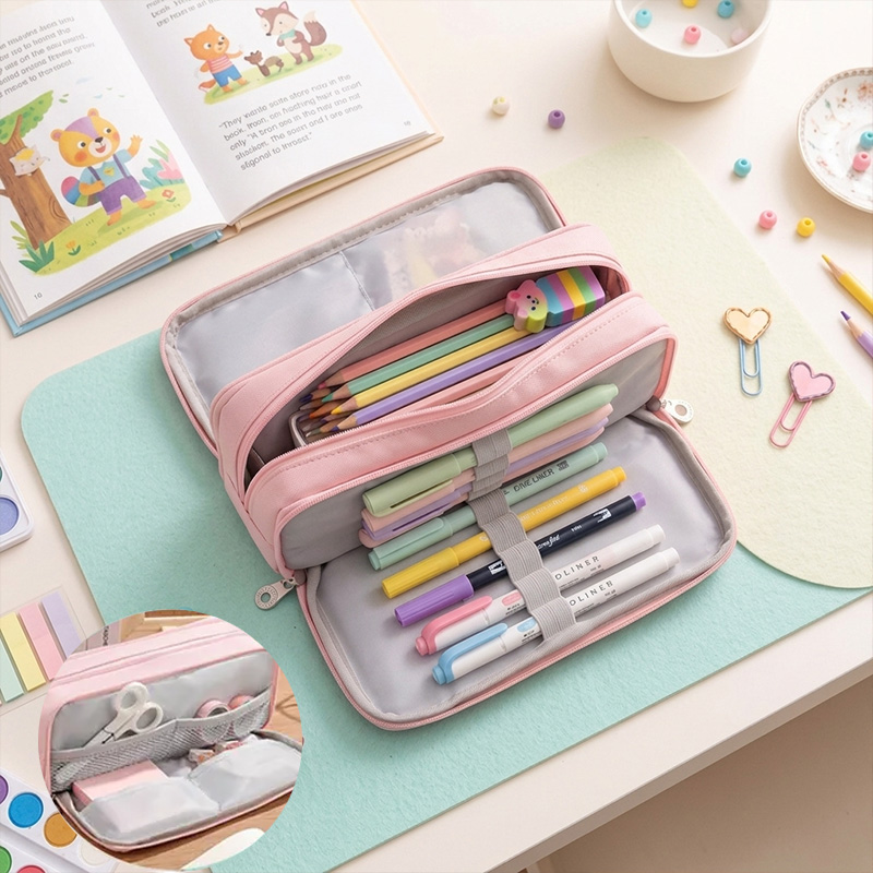 Personalized Rope Embroidery Name Pencil Case Cute Zipper Stationery Storage Bag For Kids School And Office