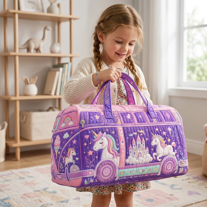 Personalized Rainbow Horse Travel Duffel Bag Large Capacity Overnight Tote For Kids Sleepovers School Trips