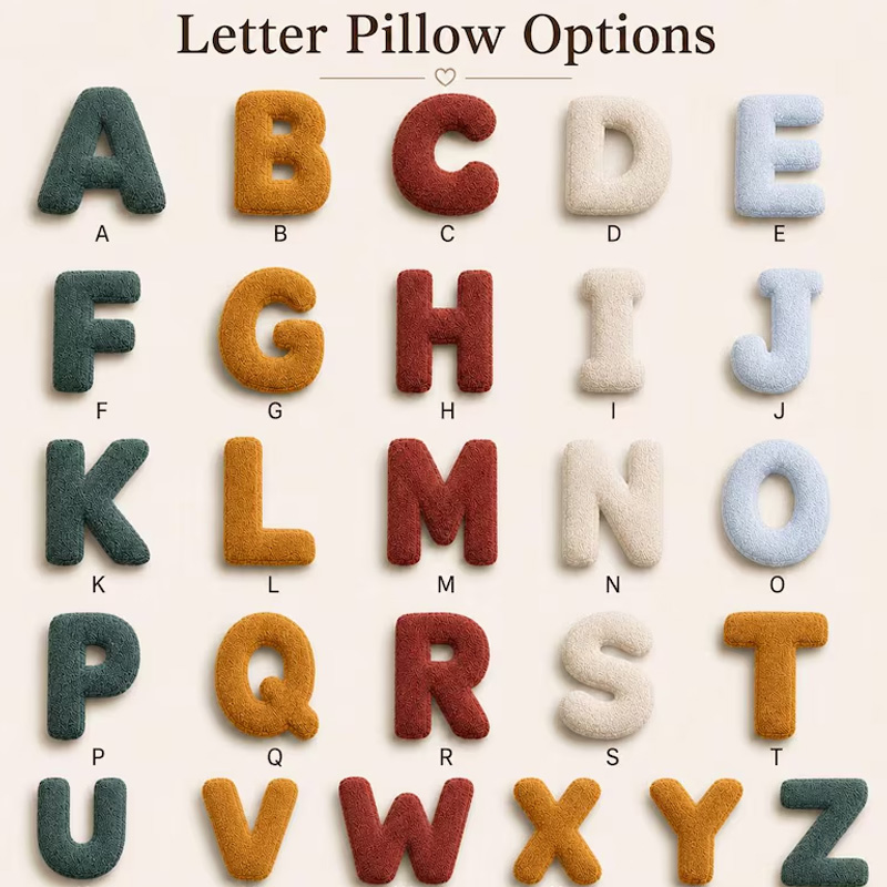 Personalized Rope Embroidery Plush Letter Pillow Custom Name Initial Cushion Soft Cozy Nursery Decor Gift For Kids