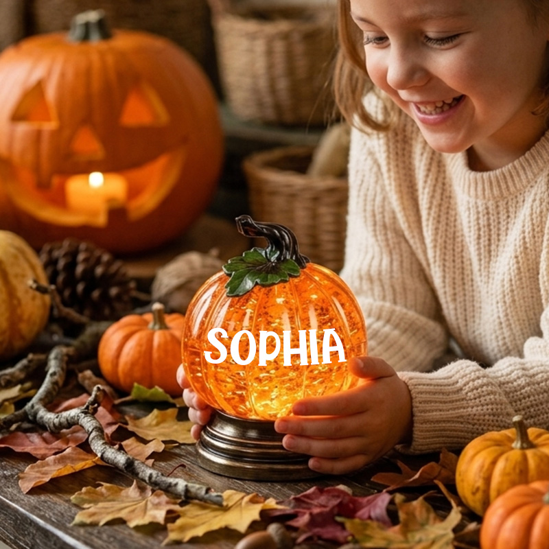 Personalized Halloween Name Lamp Glitter Glow Table Decor Kids Room Bedside Sequined Pumpkin Crystal Night Light