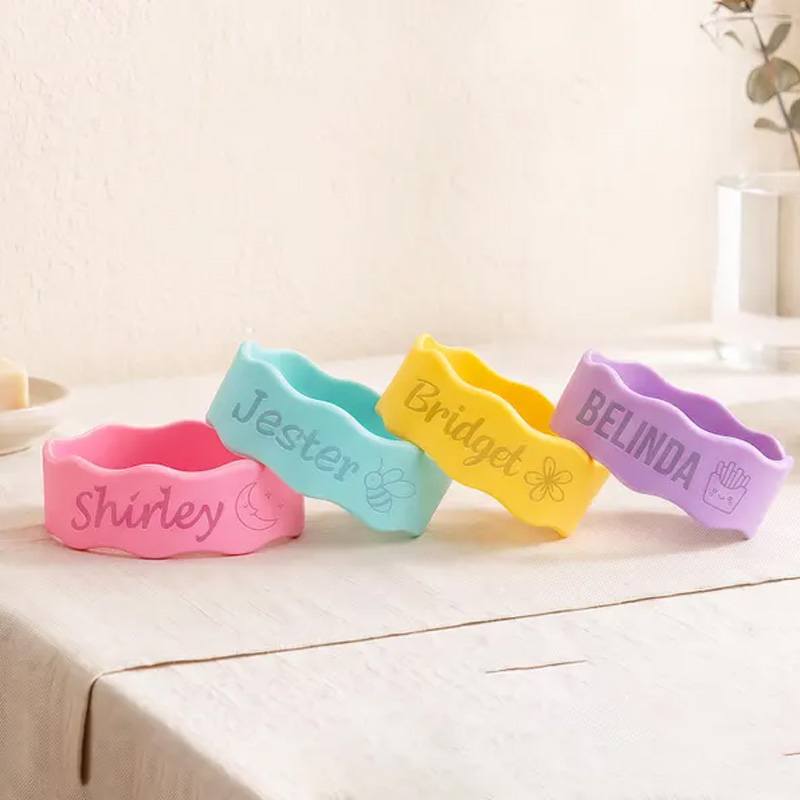 Personalized Baby Name Bands Water Bottle Custom Colorful Silicone Labels Drink Cup