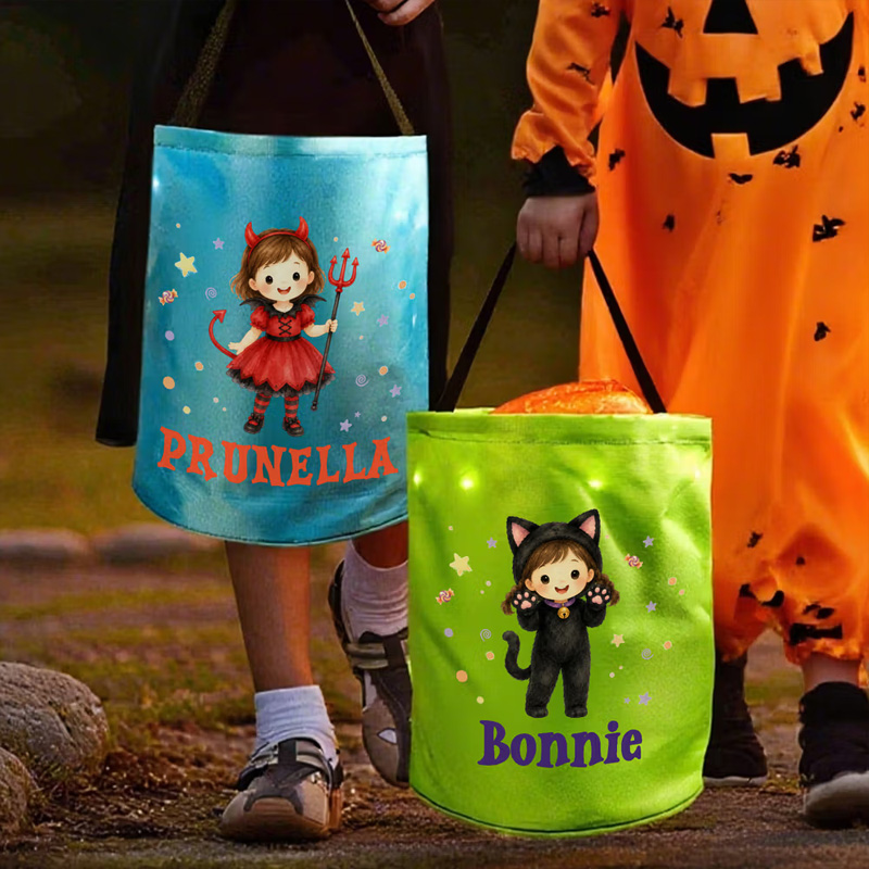 Personalized Halloween Cartoon Character Star Candy Lightweight Trick or Treat Bag with Name Halloween Party Gift for Kid