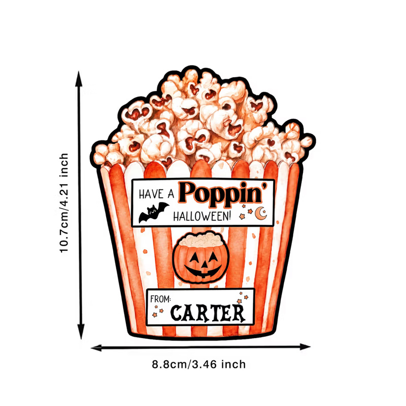 Personalized Have A Poppin' Halloween Pumpkin Bat Waterproof Stickers with Name Halloween Party Gift for Kids Classmates