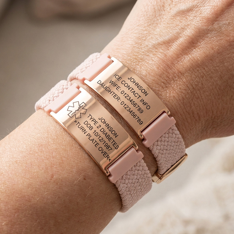 Personalized Medical Alert Bracelet Wristband With Custom Name Soft For Everyday Wear