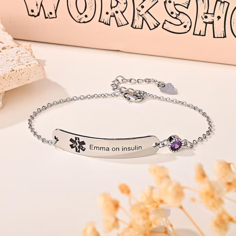 Personalized Silver Medical Bracelet With Custom Name Gift For Women Elegant Daily Wear Charm