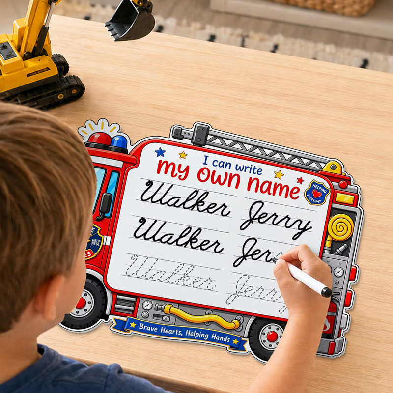 Personalized Cartoon Vehicle Name Reusable Tracing Board with Name Classroom Back to School Gift for Kids