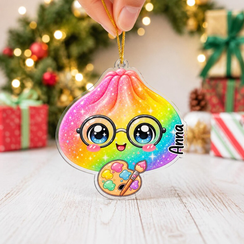 Personalized Cute Dumpling Ornament With Custom Name Colorful Holiday Tree Keepsake Gift For Kids