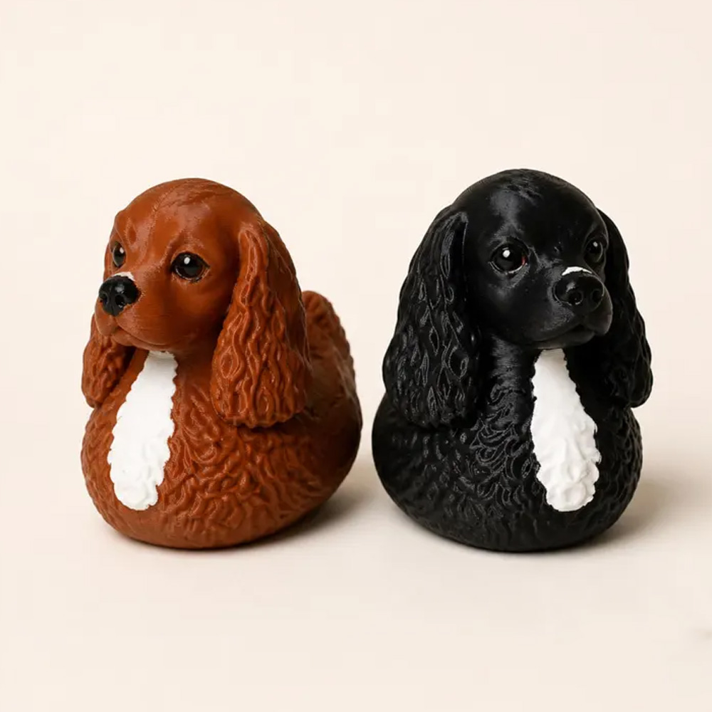 Pet Duck Figurines Cute Puppy Duck Hybrid Mini Ornaments Red Scarf Funny Desk Decor Novelty Gift For Dog Lovers
