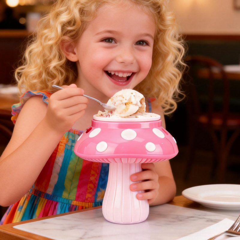 Cartoon Colorful Mushrooms Ice Cream Pint Holder 3D Printed Cozy with Spoon Slot Birthday Gifts for Kids
