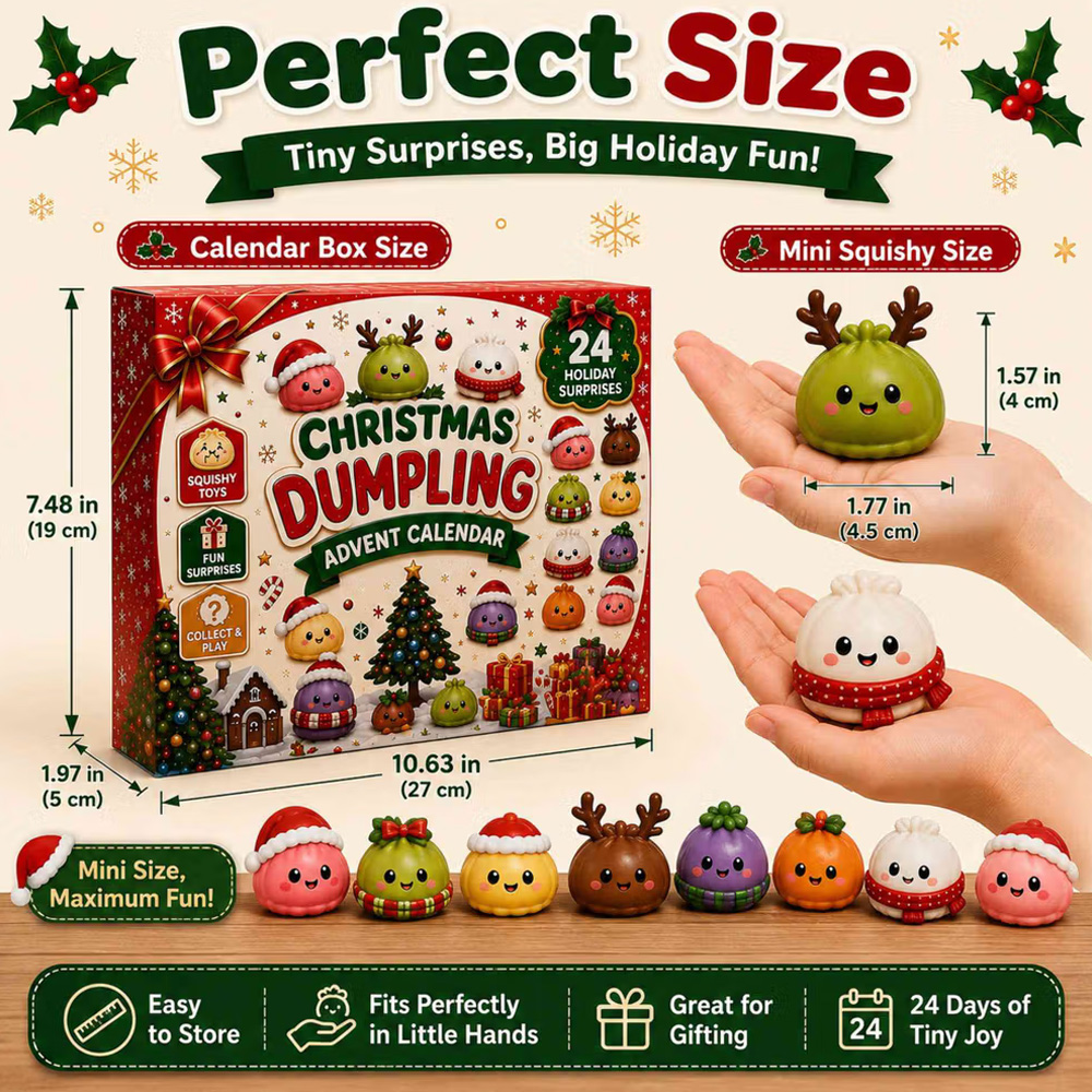 Personalized Christmas Dumpling Advent Calendar Squishy Toy Countdown Box Cute Kawaii Collectible Holiday Gift For Kids Toddlers Families