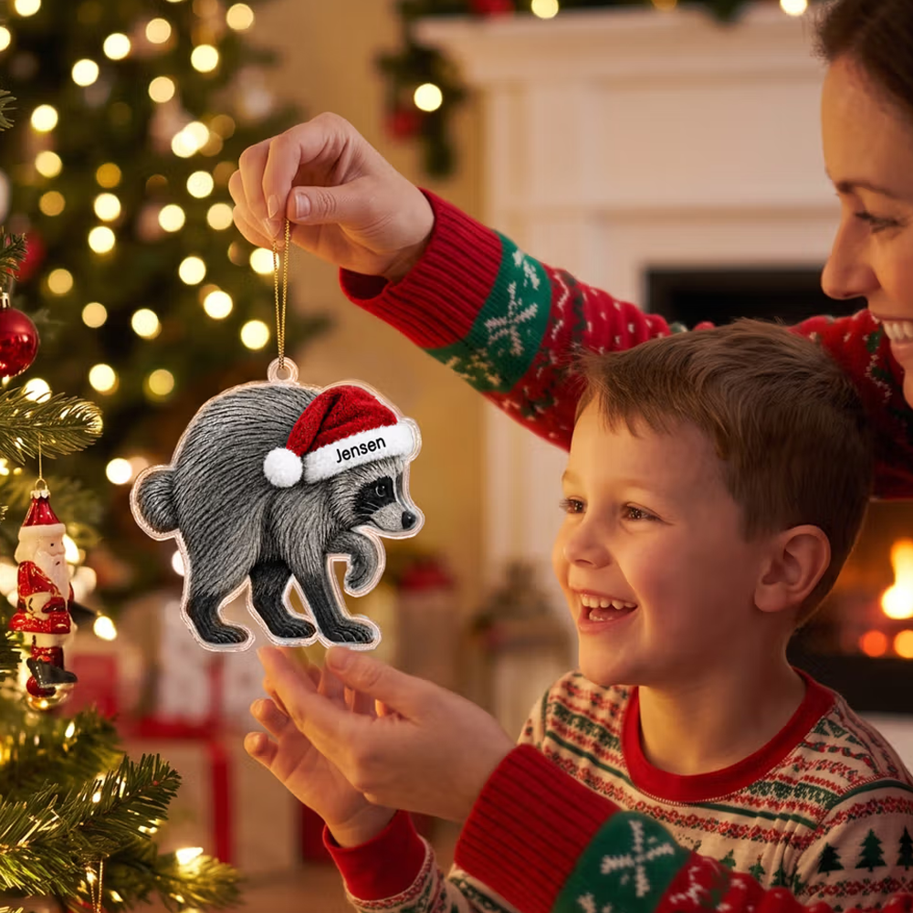 Personalized Jimothy Raccoon Shaped Acrylic Ornament with Name Home Decor Christmas Gift for Family Friends