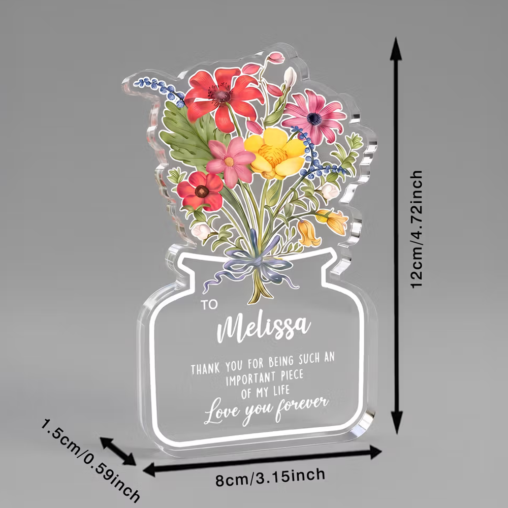 Personalized Love You Forever Flower Acrylic Plaque with Name Home Decor Anniversary Thanksgiving Day Gift for Mom Woman Wife