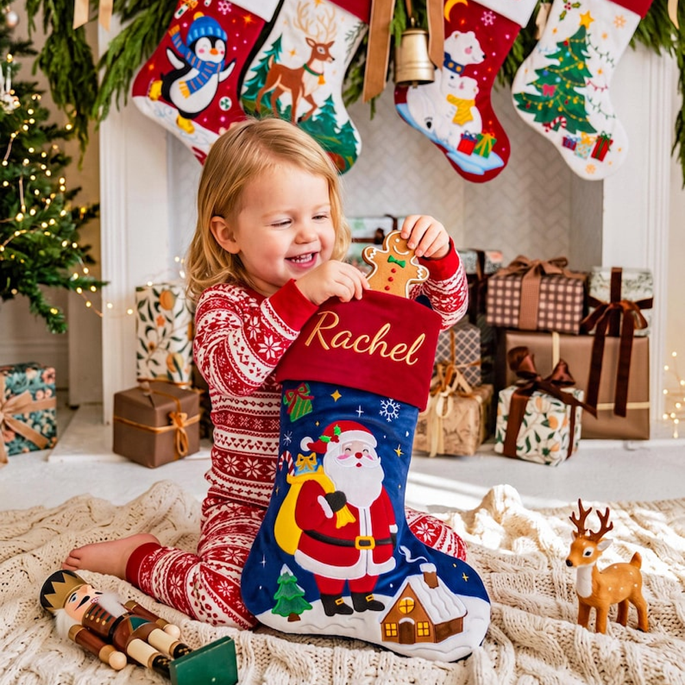 Personalized Christmas Stockings Custom Name Snowman And Penguin Holiday Stockings For Family Kids Fireplace Mantel Decor Xmas Gift Set