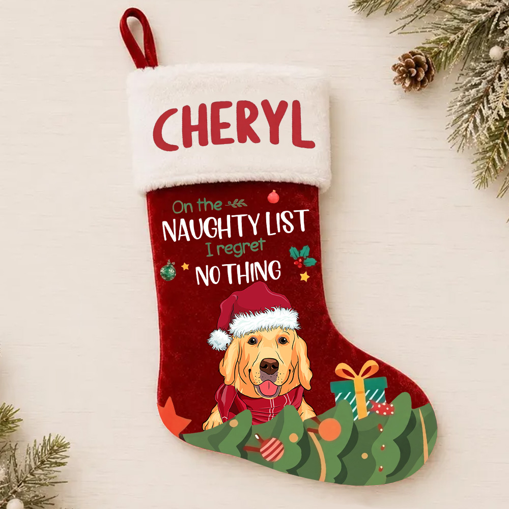 Personalized Dog Christmas Stocking Custom Name Pet Christmas Eve Treats Gift For Dog Lovers Holiday Fireplace Mantel Decoration