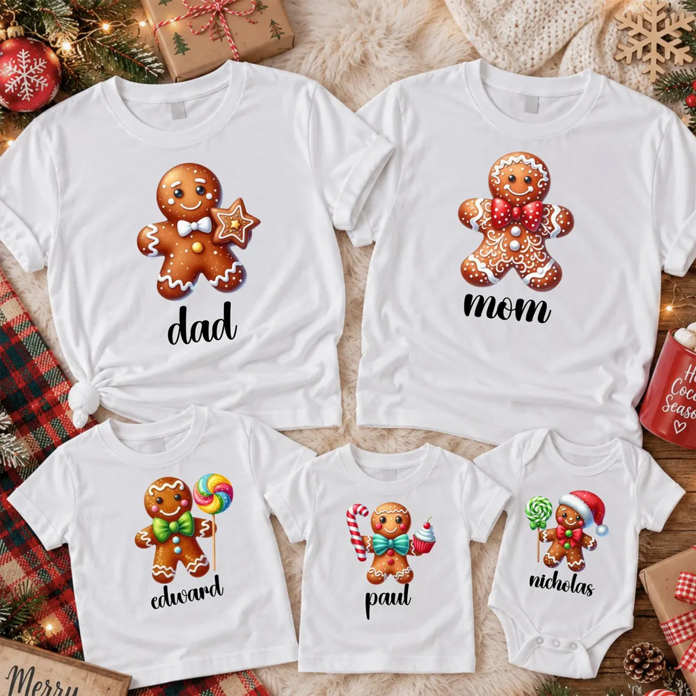 Personalized Christmas Matching Shirts Gingerbread Shirts Christmas Family Name Shirts