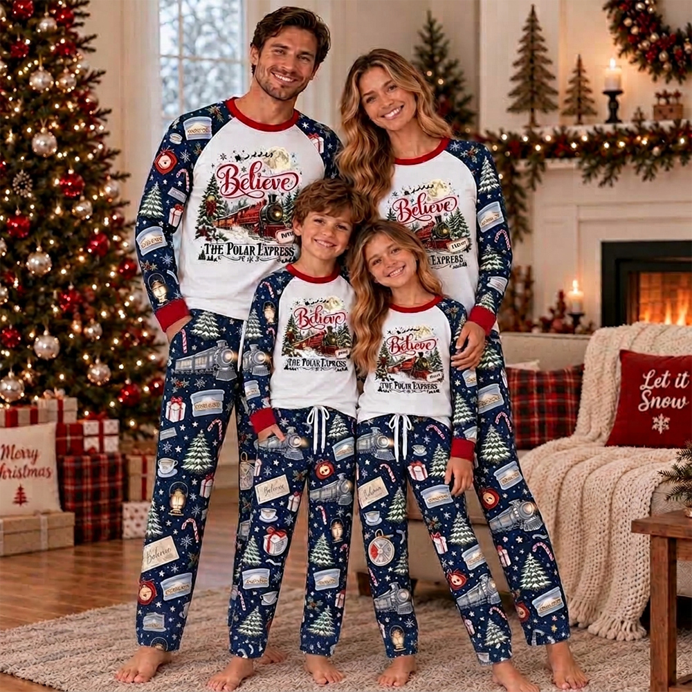 Personalized Polar Express Christmas Pajamas Family Matching Pajama Set Family Christmas Sleepwear