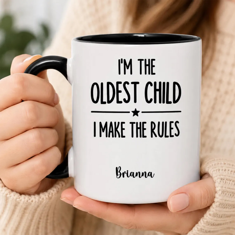 Personalized Child Rules Mug Funny Youngest Middle Oldest Sibling Cup Gift Birthday Christmas Family Humor Coffee Mugs Who Makes The Rules Mug
