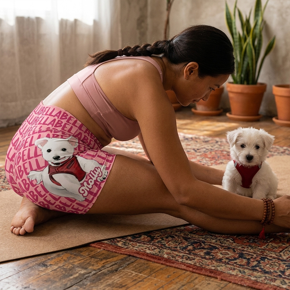 Personalized Pet Lover Name All Over Print High Waisted Scrunch Butt Workout Shorts Custom Pet Photo Yoga Shorts