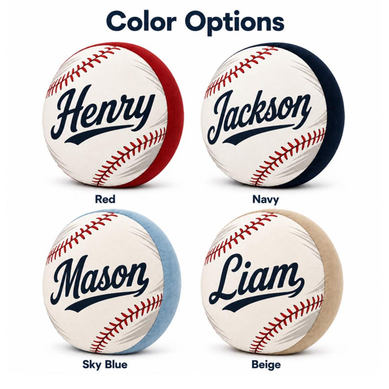 Personalized Baseball Pillow Custom Name Sports Cushion Kids Room Decor