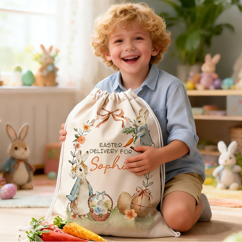 Personalized Easter Basket Personalized Easter Sack for Easter Easter Egg Hunts Bunny Baskets for Kids Bag Boys Girls Easter Gifts