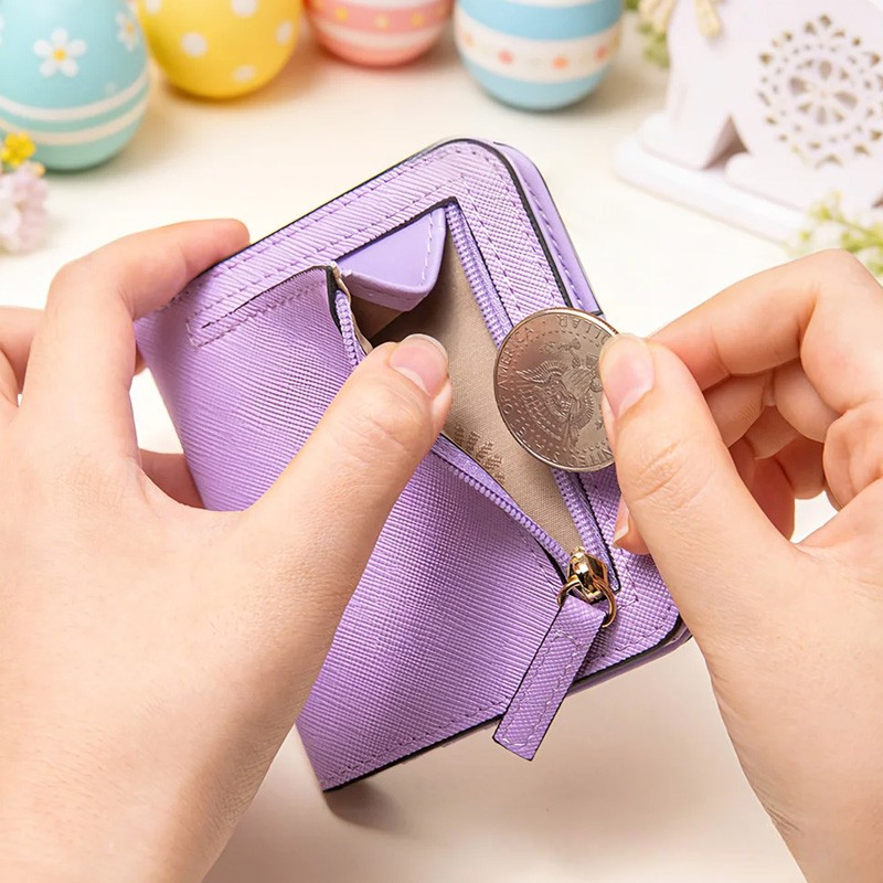 Personalized Easter Bunny Ears Initial PU Leather Wallet with Name Easter Gift for Girls