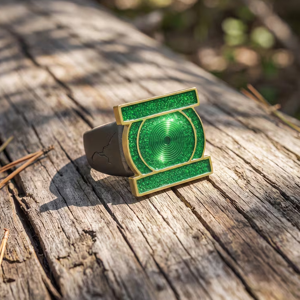 Green Superhero Signet Ring Adjustable Cosplay Power Ring Comic Book Fan Jewelry